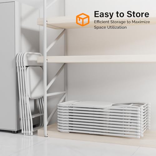 6 Pack White Plastic Folding Chairs - Indoor Outdoor Stackable Commercial Seating