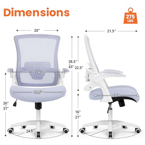 High Back Mesh Office Chair with Adjustable Lumbar - Purple