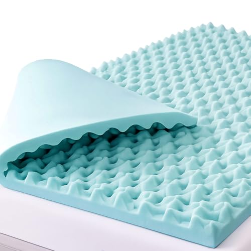 Queen Size Foam Mattress Topper with Egg Crate Support - Cooling Pressure Relief Pad