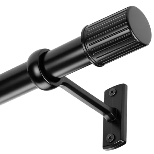 Taoberfuli Extra Long Black Curtain Rod 32-240 Inches Heavy Duty Adjustable Metal Drapery Pole with Finials