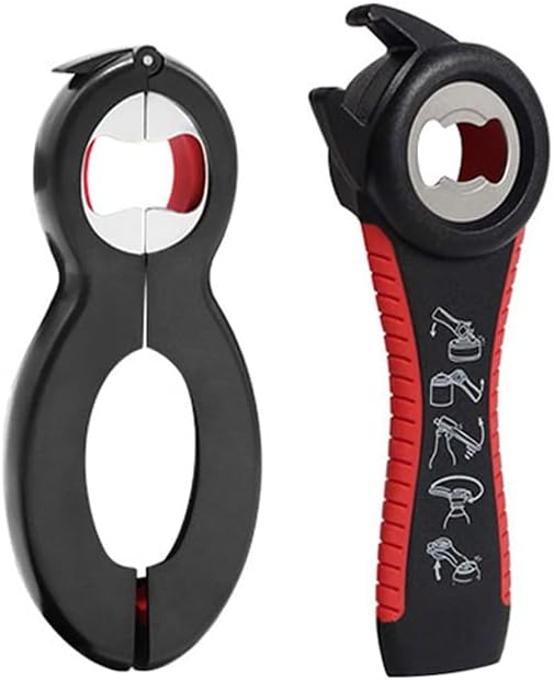 Skiennix 6-in-1 Multi-Function Can Opener Set - Non-Slip Grip Jar & Bottle Opener for Seniors