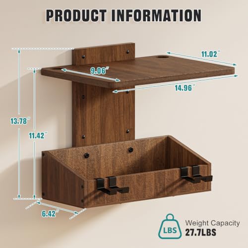 Floating TV Wall Shelf with Video Game Storage & Controller Holders