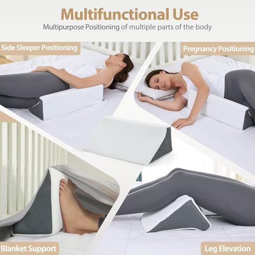 Touchutopia Gray White 20-Inch Wedge Pillow for Side Sleepers & Recovery