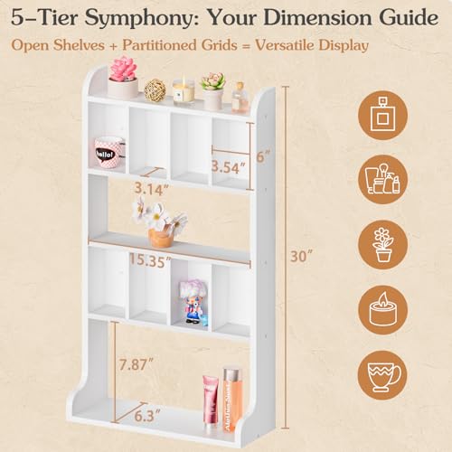 Keebofly White Wall Mount Perfume & Cologne Display Shelf Multi-Tier Organizer