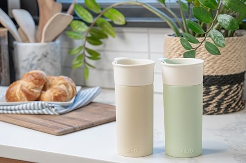 Ello Ogden 16oz Ceramic Travel Mug with Splash-Resistant Slider Lid and Protective Silicone Sleeve, Perfect for Coffee or Tea, BPA-Free, Dishwasher Safe