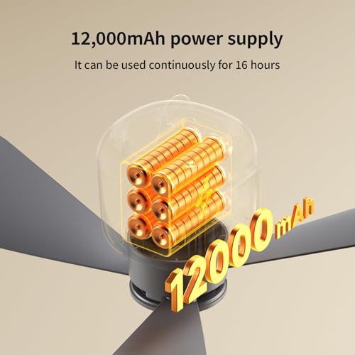 Portable Ceiling Fan with Light and 12000mAh Battery - Wireless Camping Fan