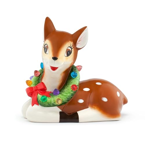 Mr. Christmas 9in Nostalgic Ceramic Lit Reindeer – Brown