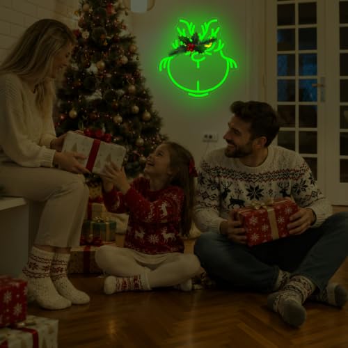 Zikdhf Monster Face Christmas Neon Sign, Dimmable USB Wall Decor