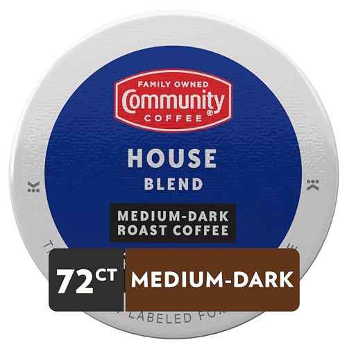 Community Coffee House Blend Coffee Pods - Medium Dark Roast, 72 Count Compatible with Keurig