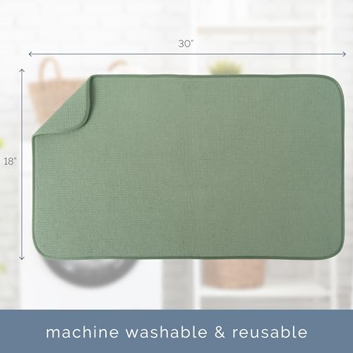 S&T INC. Dish Drying Mat XL, 18” x 24”, Absorbent Microfiber Kitchen Counter Mat, Dish Drying Pad for Dishes, Utensils, Pots and Pans, Extra Large, Sky Blue