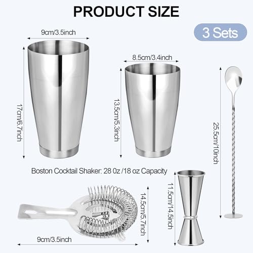 Silver Cocktail Shaker Set - 15-Piece Bartending Kit for Home & Bar