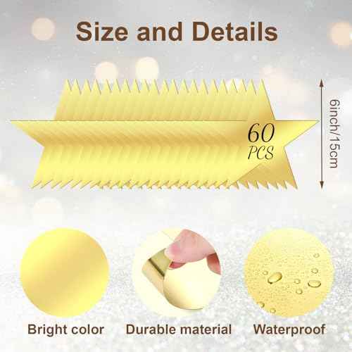 60 Pcs 6 Inch Gold Star Cutouts, Double Printed Paper Stars Stickers for Classroom, Party, Bulletin Board, and Christmas Decoration Supplies, Birthday