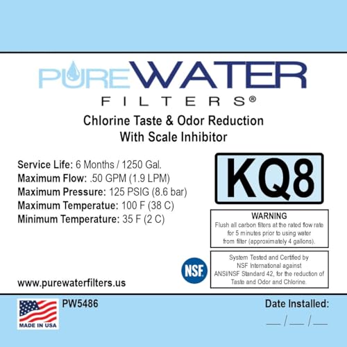 PureWater Filters KQ8 PW5486 Water Filter Cartridge Pack of 3 for Keurig Brewers