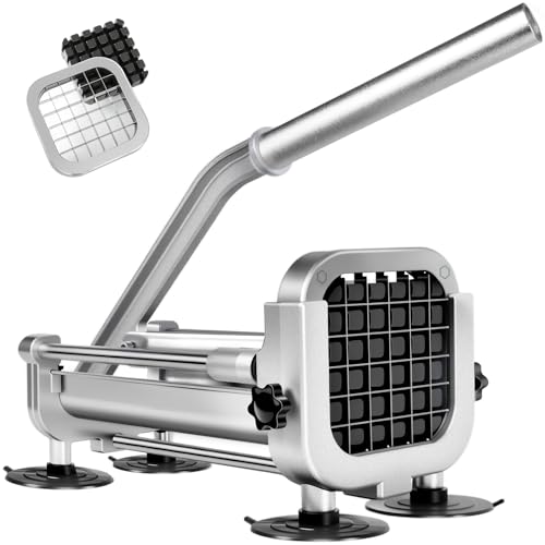French Fry Cutter 1/2 Inch Blades Heavy Duty Potato Slicer with Anti Slip Suction Cups