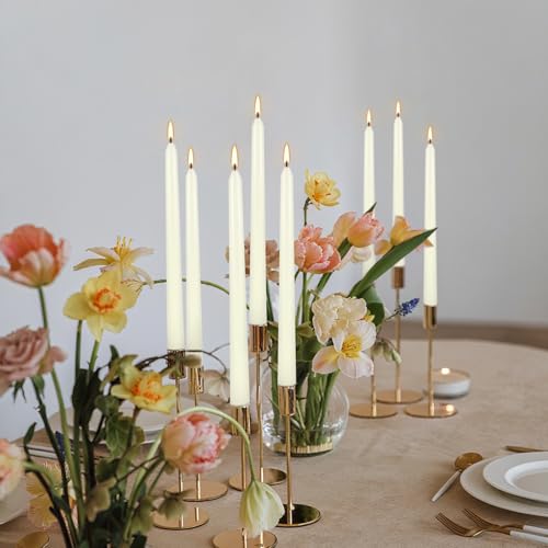 10-Inch Ivory Taper Candles Set - Unscented, Dripless, Smokeless, 100 Pack