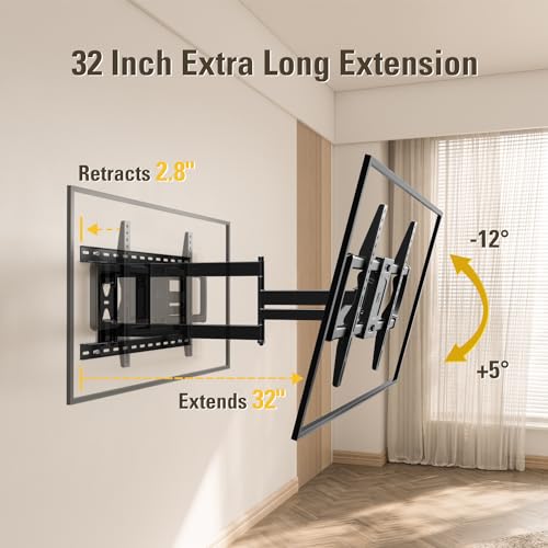 Mounting Dream Long Arm Wall Mount for 37-75 Inch TVs, 24" Studs, Up to 100lbs