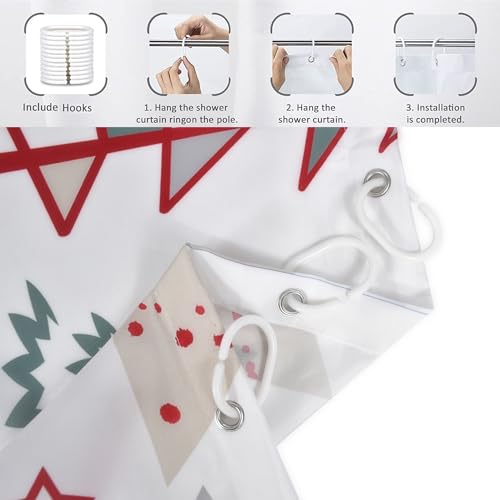 GCIREC Christmas Tree Shower Curtain with 12 Hooks - 72x72 Inches Xmas Holiday Waterproof Fabric