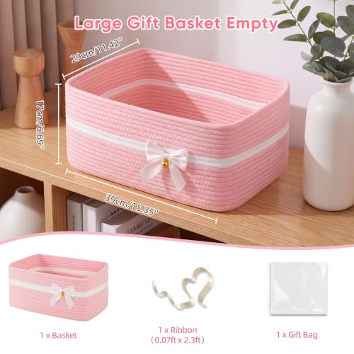 OIASKET Large Gift Basket Empty for Valentine's Day, Christmas, 19L,