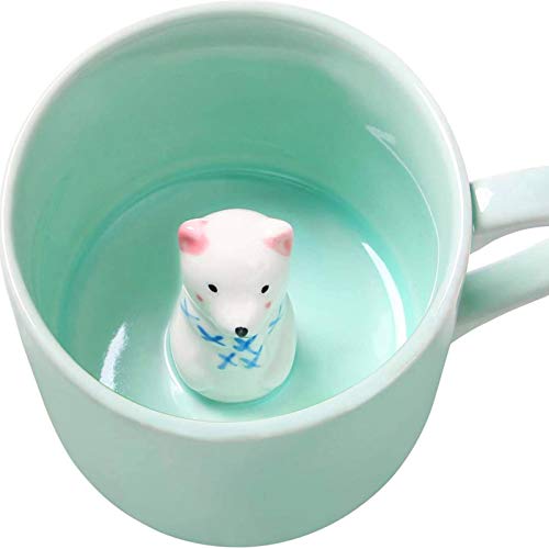 Celadon Polar Bear 8 oz 3D Ceramic Mug - Cute Animal Inside Cup Gift for Kids