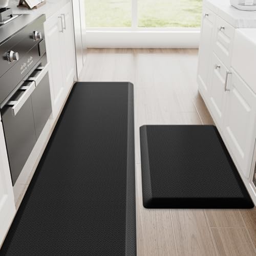 StepRite 1-Inch Thick Anti-Fatigue Kitchen Mat 20 x 32 + 20 x 72 Inches Black