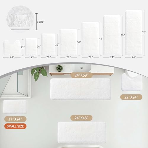 Disolla White Bathroom Rug 24x36 Microfiber Non-Slip Plush Bath Mat - Thick & Absorbent