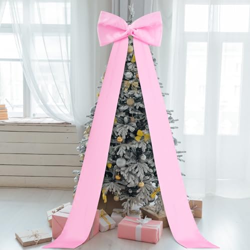 Knitgrip Extra Large Pink Satin Christmas Bow 118x28in - Giant Tree Topper