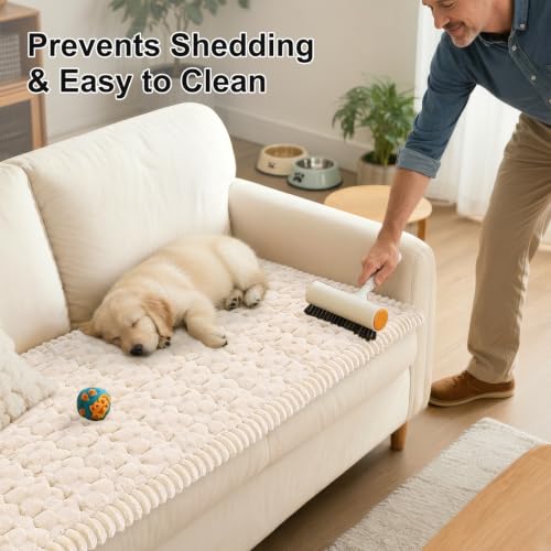 Cream Non-Slip Dog Couch Cover - Scratch-Resistant Pet Sofa Protector 27.6"x70.9"