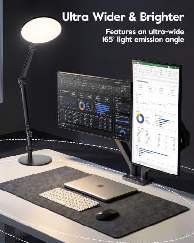 LED Desk Lamp for Home Office & Video Calls - 98 CRI, Dimmable, 37" Adjustable Swing Arm