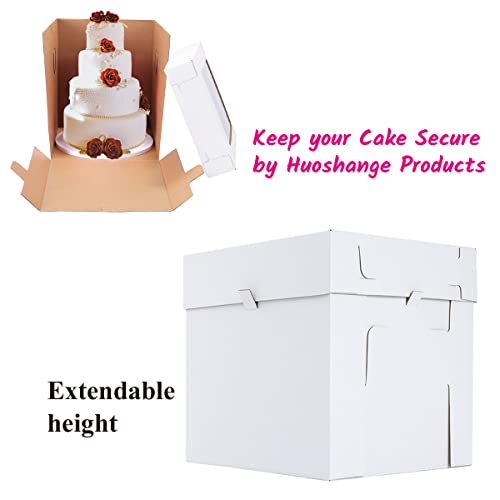 Tall Cake Boxes 10x10x12 Inch for Tier Cakes - 10 Pack with Display Window & Instructions