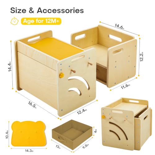 Montessori Toddler Table and Chair Set with Storage - Log Variation