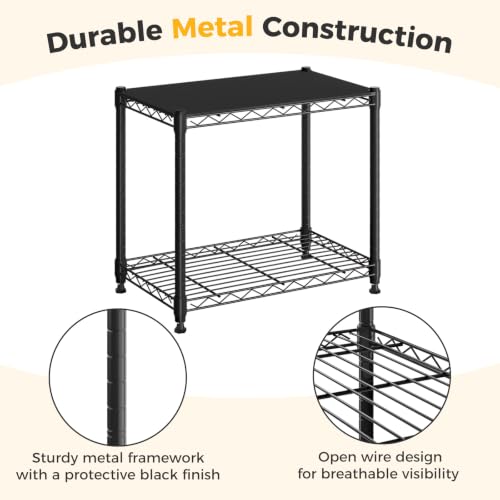 Heavy Duty Metal Wire Shelving Rack 4-Tier Storage Organizer Black