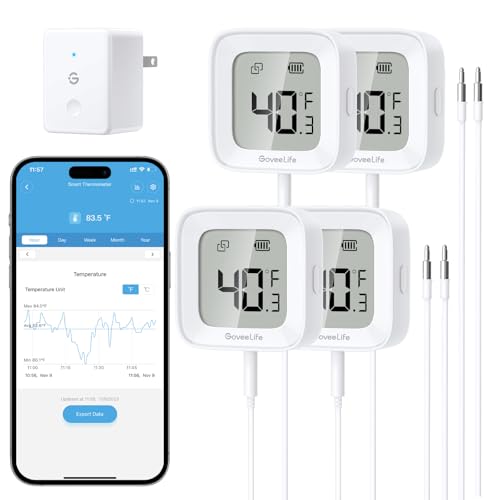 WiFi Refrigerator & Freezer Thermometer with App Alerts - 4 Pack