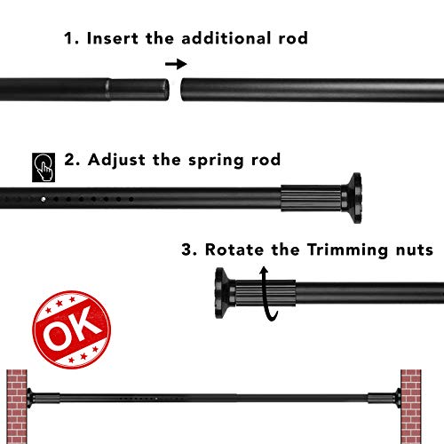 Umimile Tension Curtain Rod 51-126 Inches Black Adjustable Shower Rod