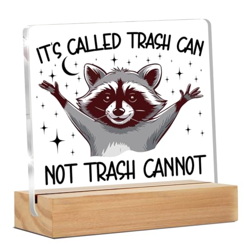 Office Desk Decor Humor Gifts for Coworker Friends Work Besties, Funny Raccoon Clear Desk Decorative Sign Home Office Cubicle Decoration