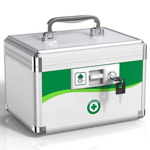 ZORVIDSON Small Aluminum Child-Safe Lock Box 10x6.9x6.9in with Keys - Travel Safe