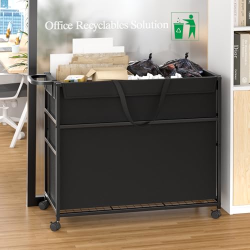 Large Capacity Office & Hotel Trash Cart 51.5 Gal Lockable Waste Bin