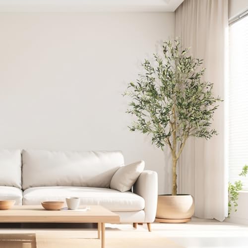 FEELEAD Olive Trees Artificial Indoor 7ft with Realistic Branches &