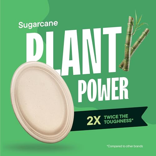 12 Inch Heavy Duty Biodegradable Paper Plates - Disposable Oval Serving Platters, Microwave Safe, Eco-Friendly, 125-Count