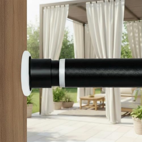 Long Tension Curtain Rod 43-162 Inch Heavy Duty Adjustable Black