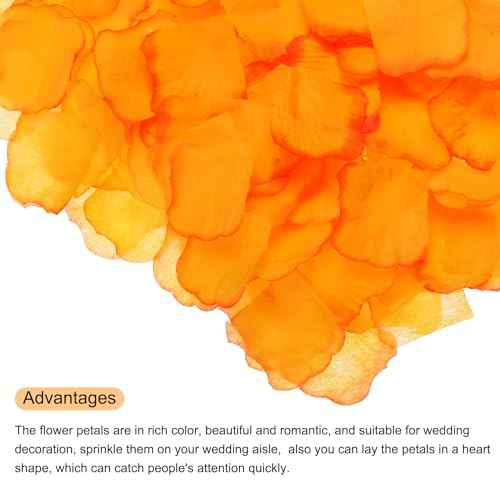 MECCANIXITY Silk Artificial Flower Rose Petals, Yellow, Orange Wedding Faux Flowers 2 Inch x 2 Inch for Wedding Centerpieces, Party Decoration Pack of 1200
