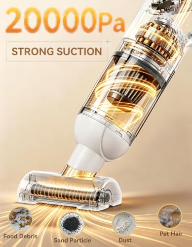 Cordless Handheld Vacuum Cleaner with 20,000 Pa Suction - White - Rechargeable Car & Home Cleaner
