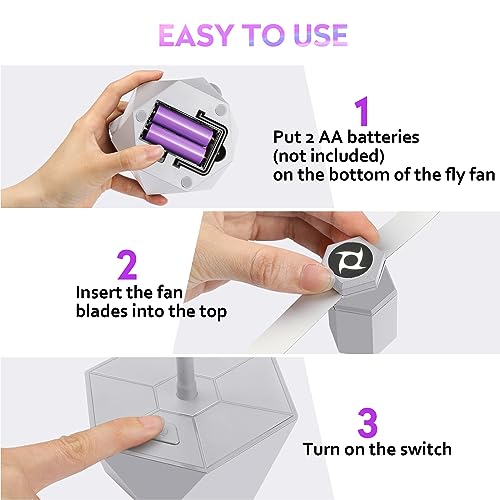 Fly Repellent Fan for Tables 4 Pack Silver - Outdoor Indoor Flies Away Holographic Blades