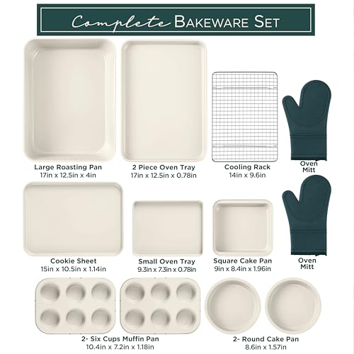 Country Kitchen Nonstick Stackable Bakeware Set - Sage Without Handles, 13 Pcs
