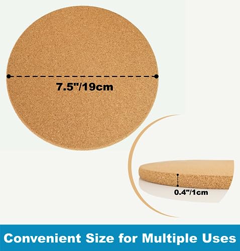 HillSpring Cork Trivets Set of 4 7.5 Inch Hot Pads for Kitchen & Decor