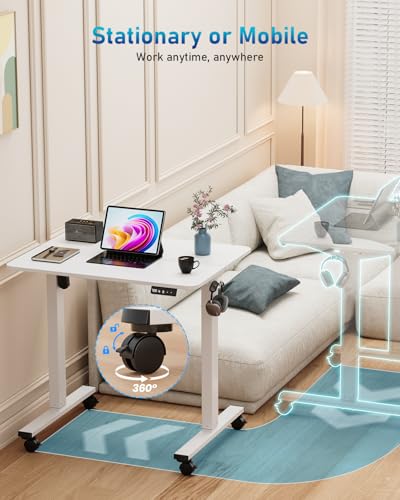 White Frame 32-Inch Small Electric Standing Desk Adjustable Height for Home Office