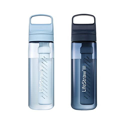 LifeStraw Go Series Water Bottle 22 oz - Icelandic Blue & Aegean Sea 2 Pack