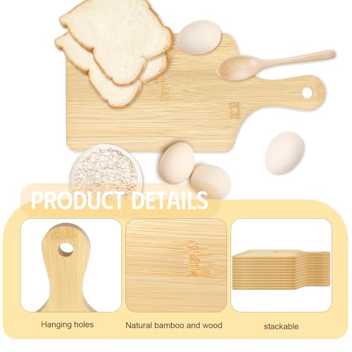 50 Pcs Bamboo Cutting Boards with Handles - Laser Engraving Ready Charcuterie Serving Trays for Kitchen & Gift