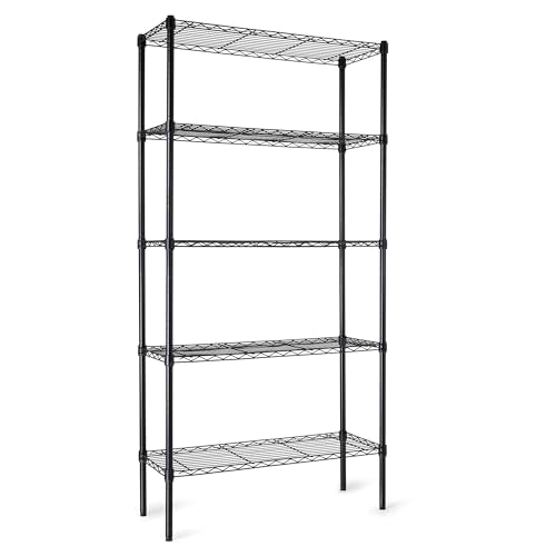 Adjustable Heavy Duty Wire Shelving 36x14x72 Black - 5 Shelf Garage Storage Racks