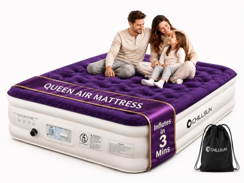 Purple Queen Air Mattress with Built-In Pump, 18 Inch Raised, 650 lb Capacity
