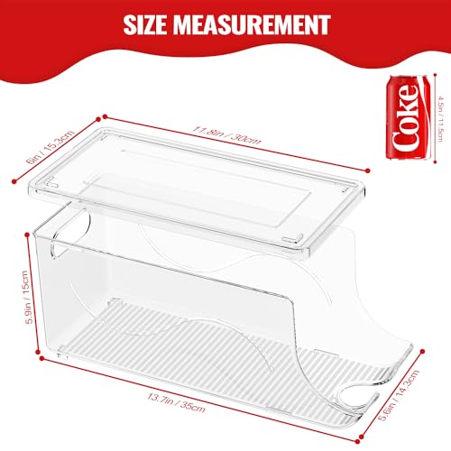 SCAVATA Transparent 4-Pack Stackable Refrigerator Can Organizer with Lids, Holds 10 Cans Each